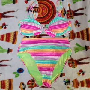 No Boundaries Neon Striped Bikini